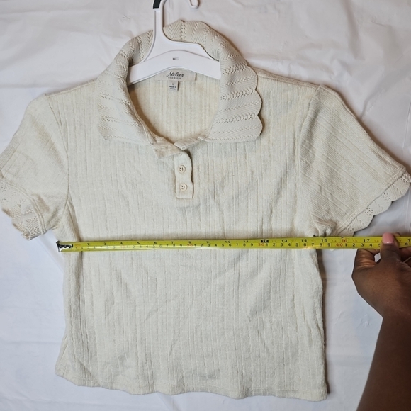 🎁 Atelier By Kirious Front Button  Cable Knit Shirt Top Cream Breathable Size L - Picture 16 of 16